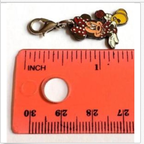 Vintage Disney Minnie Mouse Charm Zipper Pull Polka Dots Purse Charm Signed - Picture 10 of 11